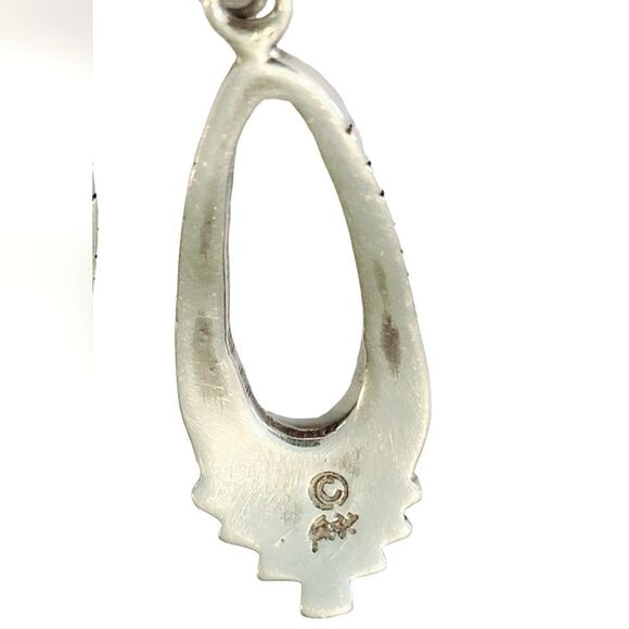 Carolyn Pollock Vintage Sterling Silver Turquoise Western Drop Earrings - Picture 4 of 6